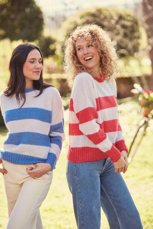Pull en laine fantaisie à rayures pour femme