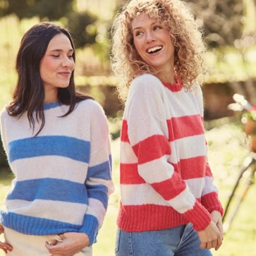 Pull en laine fantaisie à rayures pour femme