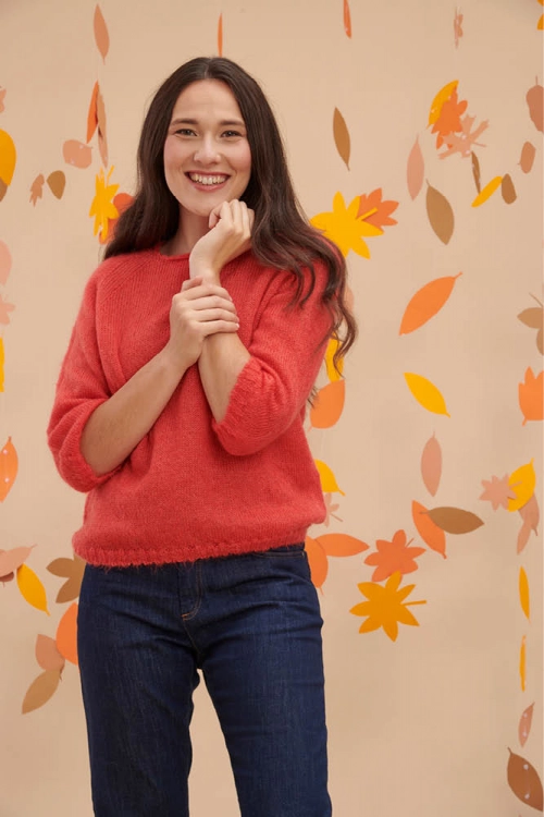 Pull manches 3/4 en duvet de mohair et soie