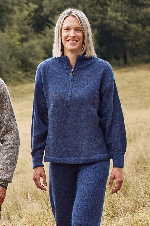 Pull en laine yack col cheminée pour femme
