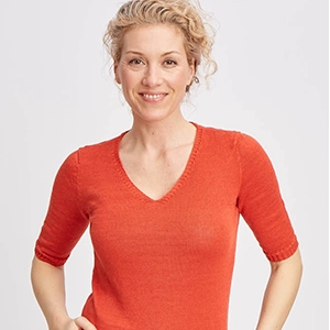 Pull en lin col V pour femme