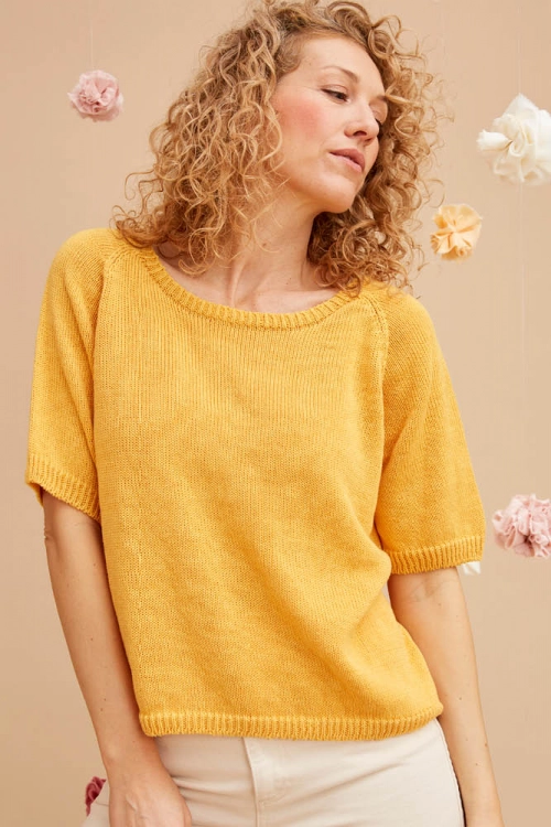 Pull manches courtes en lin