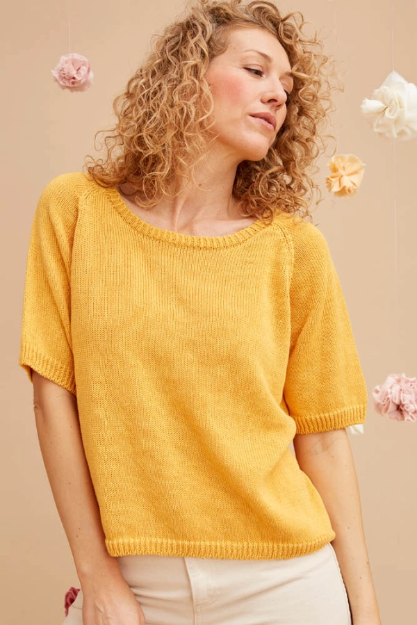 Pull manches courtes en lin