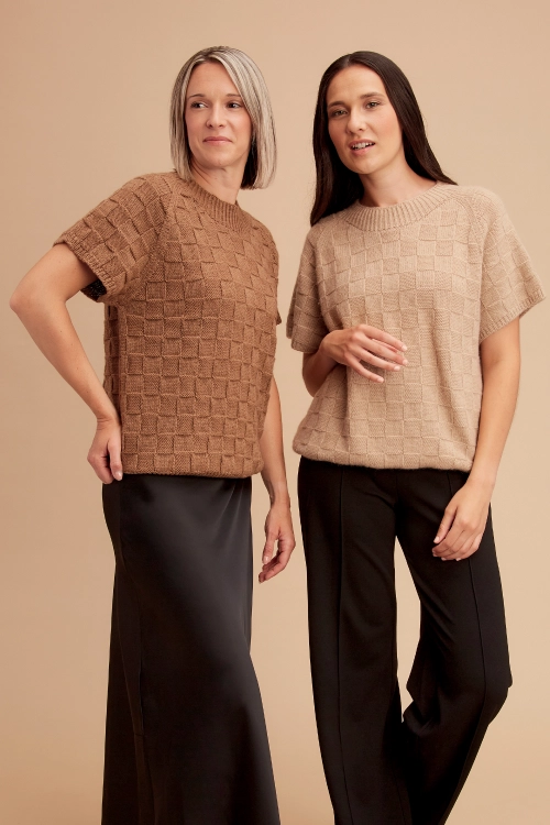 Pull manches courtes duvet de chameau pour femme