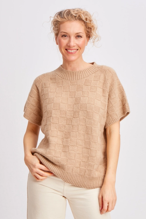 Pull manches courtes chameau femme chac bam 2