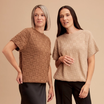 Pull manches courtes duvet de chameau pour femme