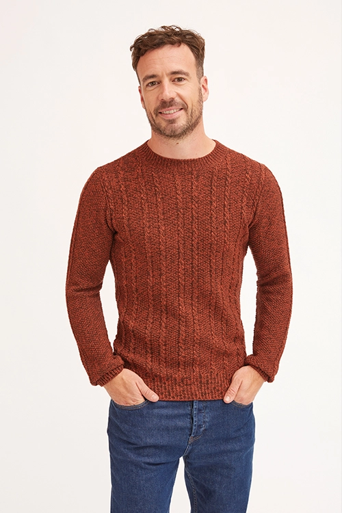 Pull en laine mérinos à torsades pour homme