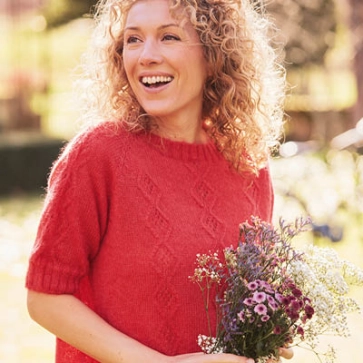 Pull en laine manches courtes ajouré pour femme 