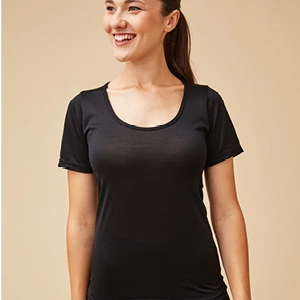 T-shirt soie manches courtes col rond pour femme